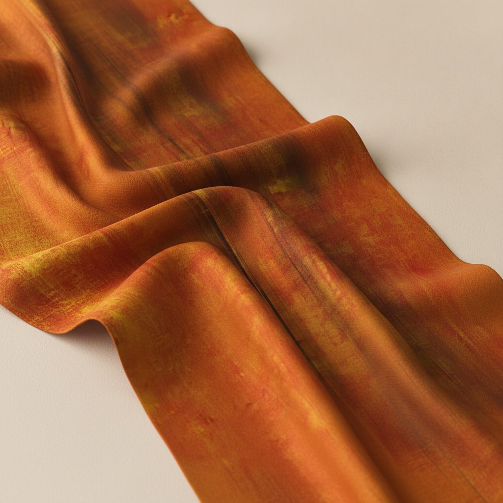 The work rendered into folded silk textile