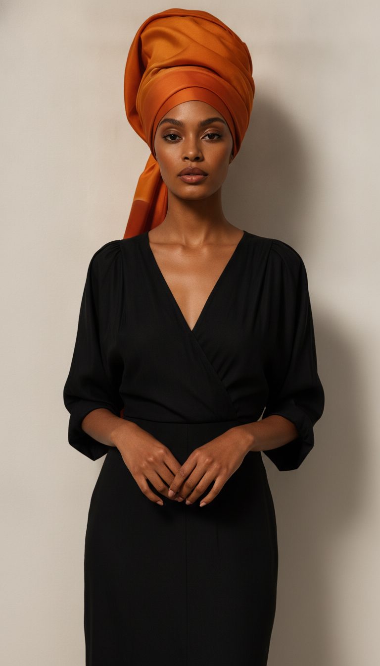 The work in worn form, wrapped as a headscarf